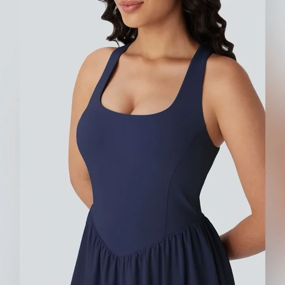 Halara Breezeful Corset Dress - Longer Length - Peacoat Navy Blue, XL - Picture 3 of 11